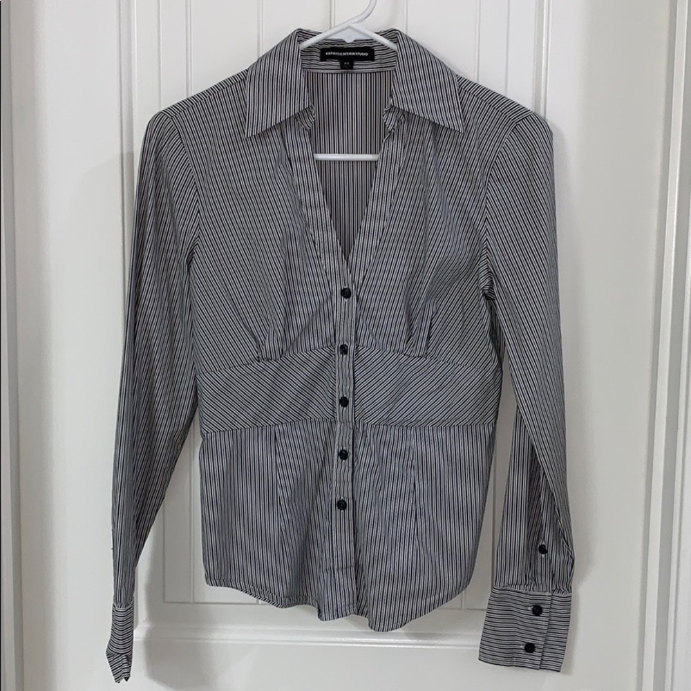 White & Grey, long sleeve button down